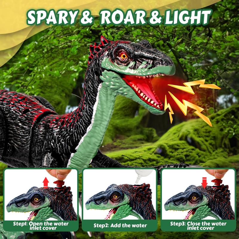 Remote Control Dinosaur Animal Toy,Spinosaurus and T-rex,swift movement & waterspray, gift for boys