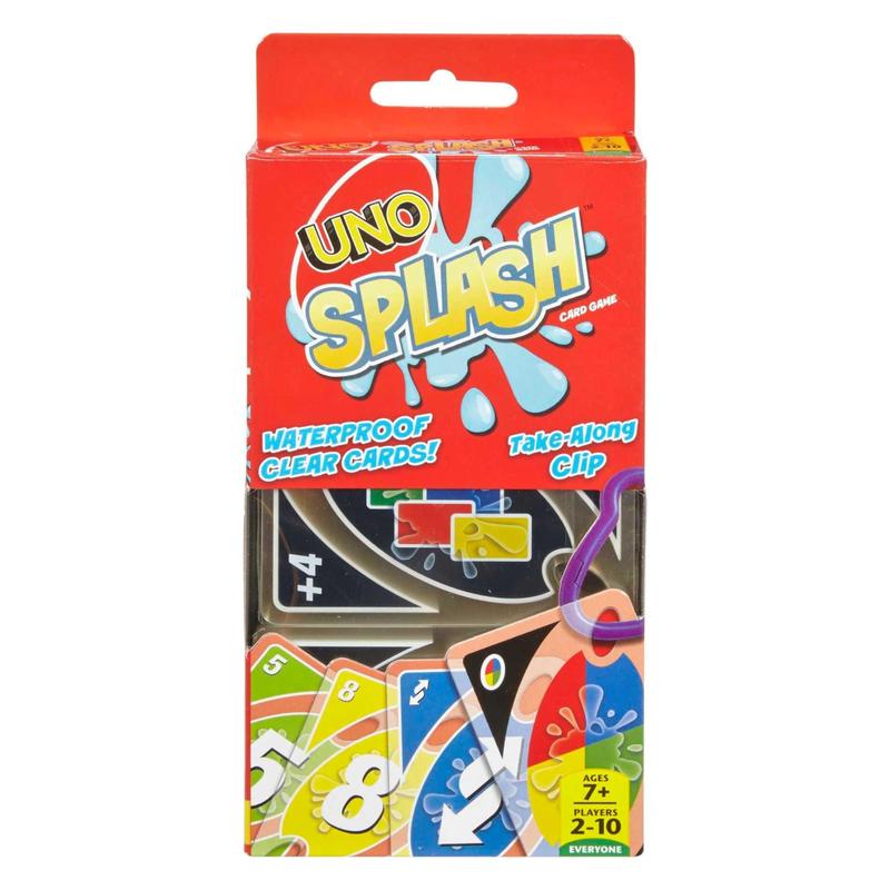 Mattel Games ​UNO Splash Card Game for Outdoor Camping, Travel and Family Night With Water-Resistent Plastic Cards