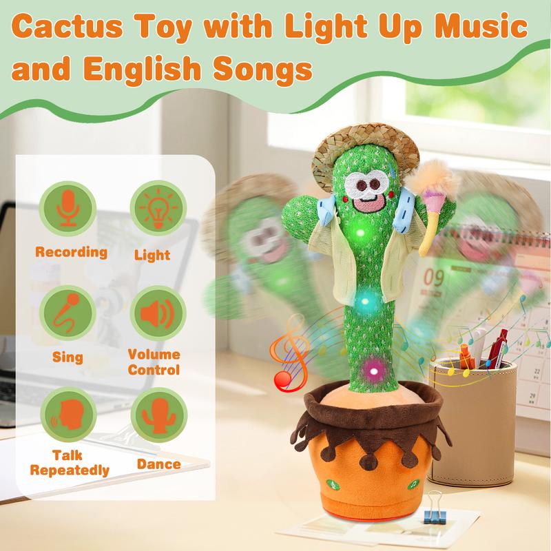 Three kinds of Cactus Toy, Talking Singing Toys, Repeats & Recording What You Say, Mimicking Interactive toy, Interesting birthday Christmas gift