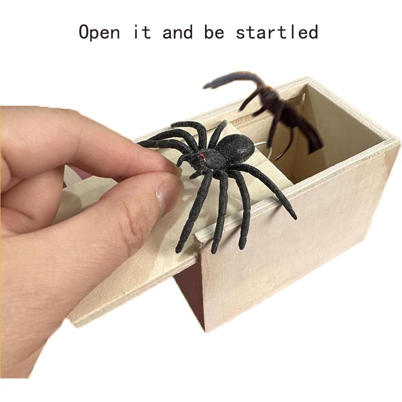 Rubber Spider Trick Box, Handmade Wooden Trick Surprise Box Spider Hidden in One Box Trick Toys for Adults and Children Pranks for Adults Stuff