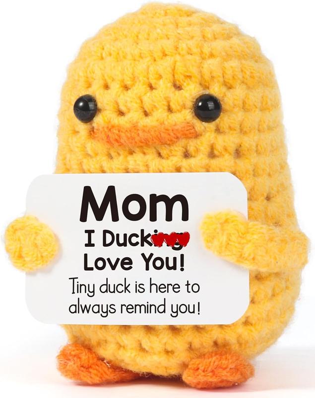 Birthday Gifts for Mom – I Duck Love You Mom, Handmade Crochet Cute Small Duck Presents for Mama Bonus Step-  Mother in Law Mothers Day Christmas