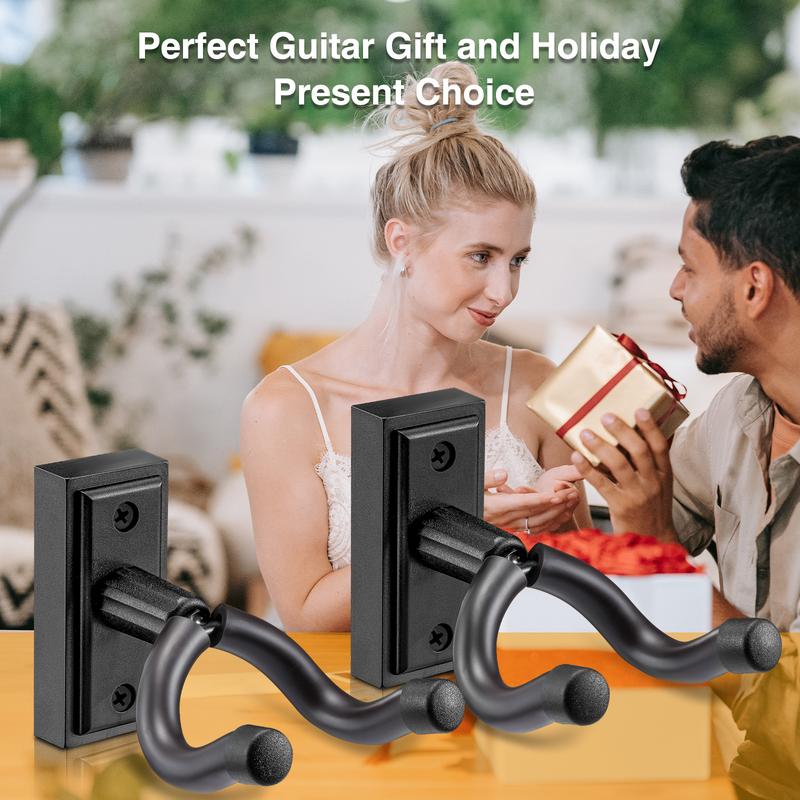 POGOLAB Guitar Wall Mount Hanger 2 Pack, Guitar Wall Hanger Holder Hook Bracket Stand, Guitar Hanger, Guitar Wall Mount, for Acoustic Electric Guitar Bass Ukulele Banjo Mandolin