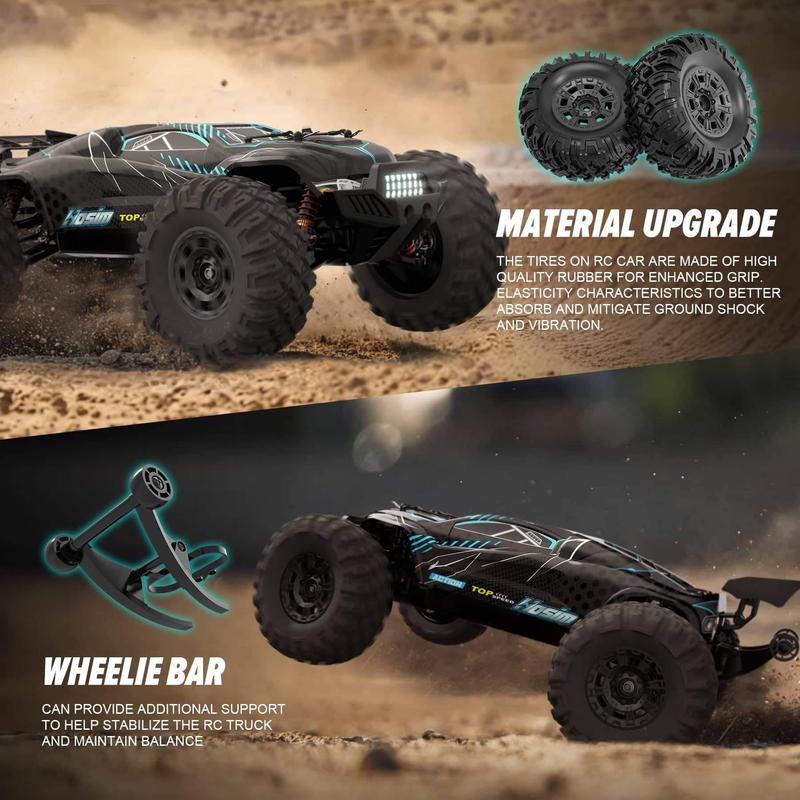 Hosim 1:10 Brushless RC Car for Adults, 68+KMH Remote Control Car Fast, 4WD All Terrain Rc Truck Off Road Waterproof Hobby Grade Large Racing Buggy Toy Gift Monster Trucks-Upgradeable to 3S Battery road monster rc car