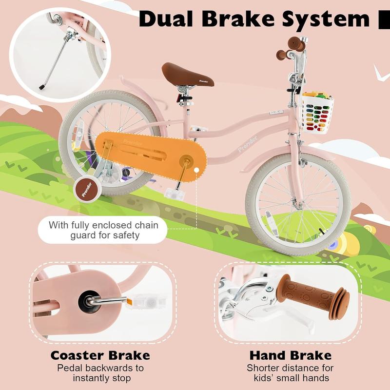 Costzon -14” 16” 18” Kids Bike for Boys & Girls Aged 3-8 Years, Children Bicycle w Training Wheels, Dual Brakes, Adjustable Seat & Handlebar, 95% Pre-Assembled, Child Balance Bike, Kids Bicycle