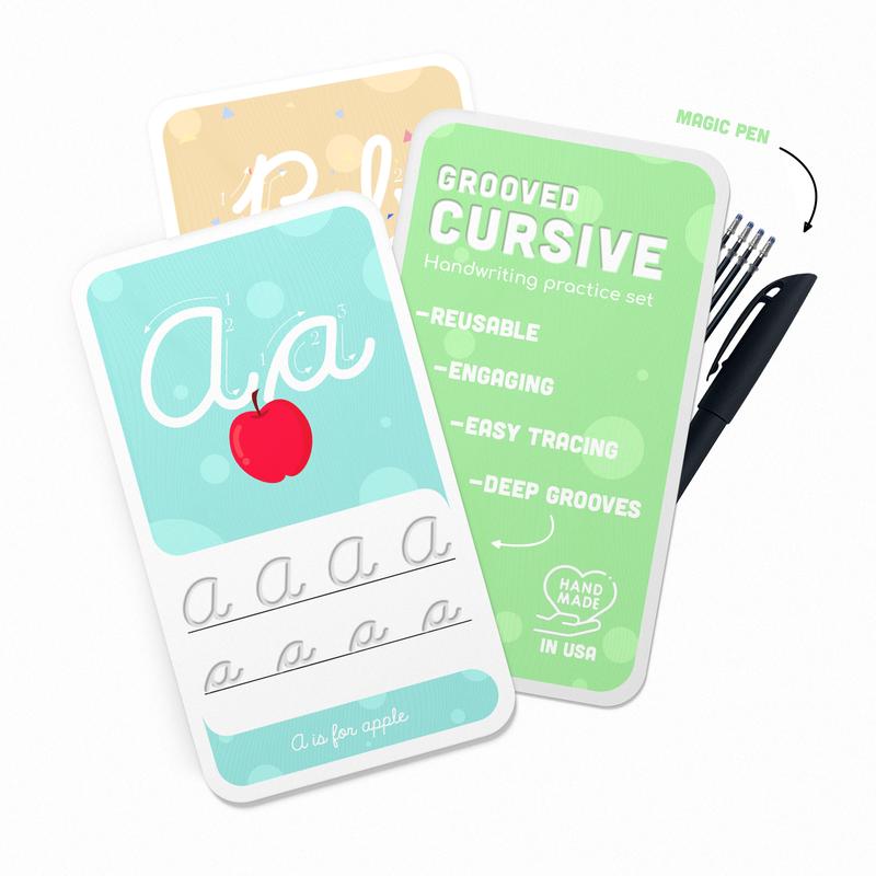 Reusable Grooved Cursive Handwriting Practice Cards Set