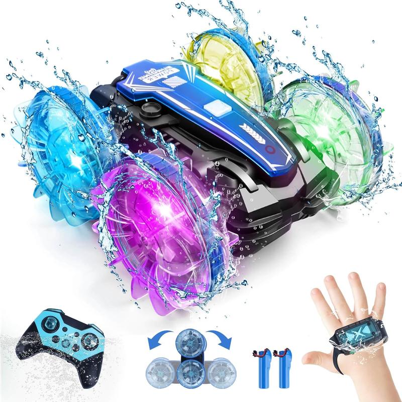 Remote Control Car Boat Amphibious RC Car with Waterproof Gesture Control 2.4Ghz All Terrain RC Boat 360 Rotation Stunt Car Beach Pool Toys for Kids Ages 8-12 Toys for 6 7 9 Year Old Boys