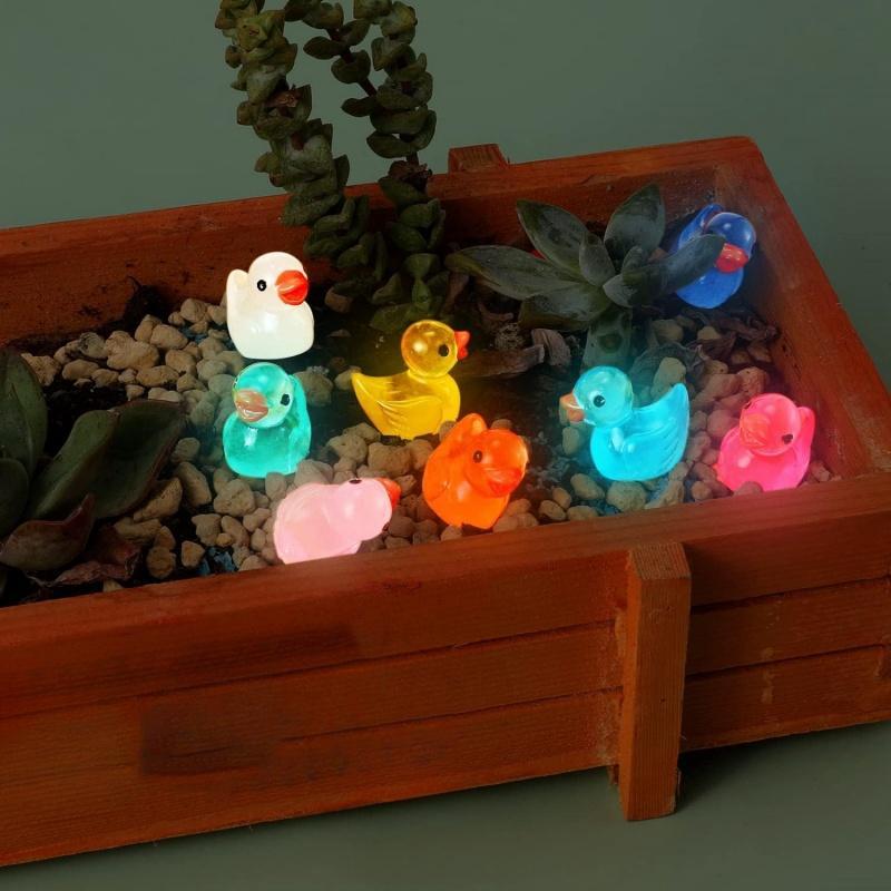 Glowing Duck Ornament, 1 Set Luminous Duck Design Decoration Craft for Christmas Gift, DIY Resin Accessories, Fish Tank Landscaping Duckling