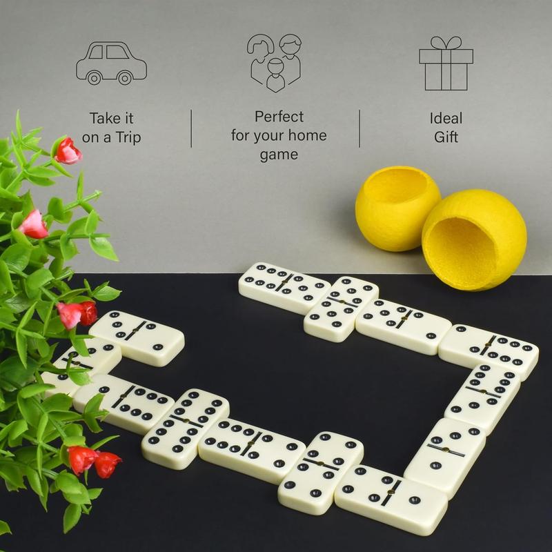 Queensell Dominos Set for Adults - Classic Board Games, Double 6 Dominoes Family Games for Kids and Adults - Christmas Gift - Secret Santa