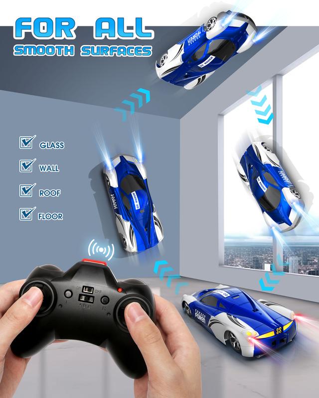 Wall Climbing Car，Electric Remote Toy Racing, with LED Lights High-Speed Hobby Toy Vehicle, RC Car Gifts for Age 3 4 5 6 7 8 9 Year Boys Girls(Blue）