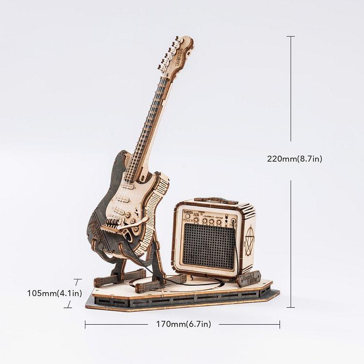 ROKR 3D Puzzles for Adults Wooden Craft Kits Musical Instrument Model Kit Collectibles Home Desk Room Decor (Electric Guitar)