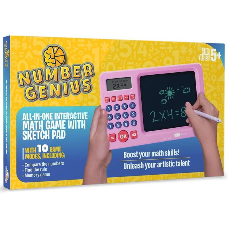 CoolToys Number Genius - Interactive Electronic Math Game with Sketch Pad - Educational Math Learning Games for Kids: Addition, Subtraction, Multiplication, Division, Number Comparison & Logic - Blue