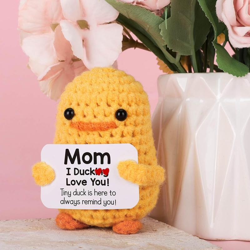 Birthday Gifts for Mom – I Duck Love You Mom, Handmade Crochet Cute Small Duck Presents for Mama Bonus Step-  Mother in Law Mothers Day Christmas