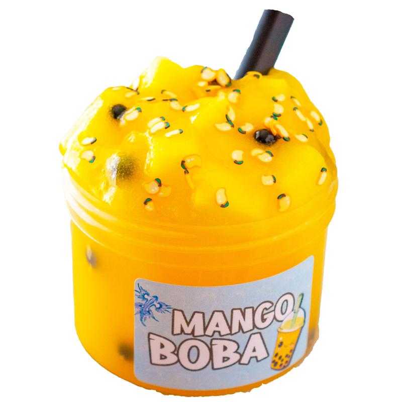 Mango Boba Slime - Jelly Cube Slime - Sea Dragon Slimes Shop - stress reducing, sensory regulation, sensory play, slime therapy