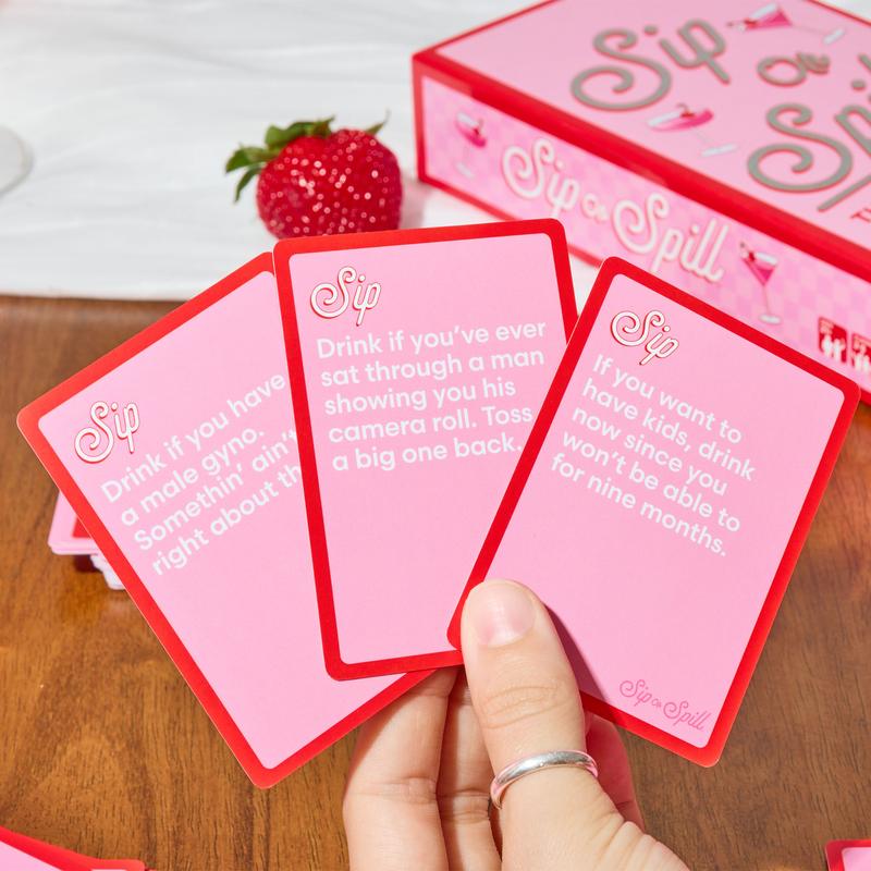 Sip or Spill   The Girl's Night Party Game, Ultimate Bachelorette Party Games, Bachelorette Party Favors by Relatable