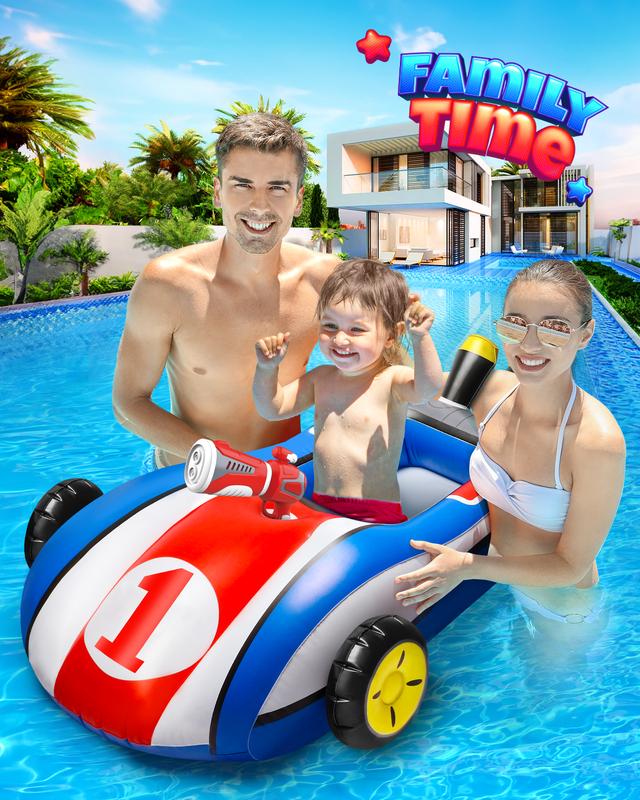 Kids' Inflatable Pool Float, Toddler Ride-On Airplane Cruiser, Summer Foldable Lounger, Mini Pool Toy for 3-8 Years Babies