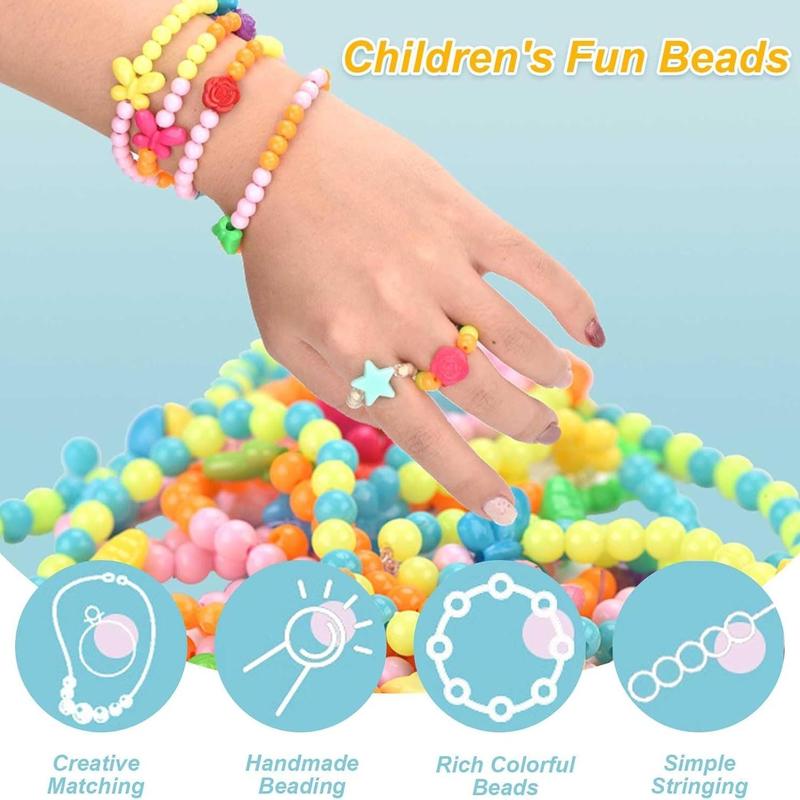 DIY Beaded Materials Kit, 1 Box Creative Intelligence DIY Bead Bracelet Necklace Making Jewelry Toy Kit, Great for Kids' DIY Crafts, Christmas Stocking Filler