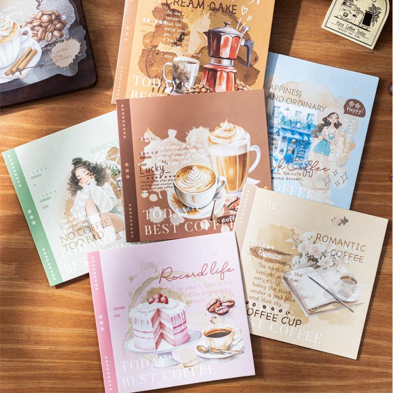 Vintage Coffee Series Sticker, 10pcs set Scrapbook & Journal Making Material Paper, DIY Decorative Sticker for Stationery & Computer & Water Bottle