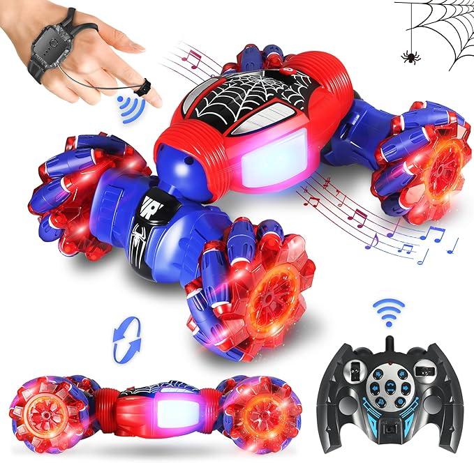 Spider Gesture Sensing RC Stunt Car with Lights & Music, 2.4GHz 4WD Hand-Controlled 360° Rotation RC Drift Twist Car