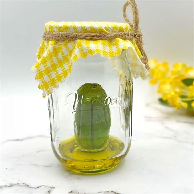 Grumpy Pickle in a Jar Sculpture DIY, Glass Screaming Pickle in a Bottle, Handmade Emotional Support Pickled Cucumber, Pickle in a Jar Decoration Gift for Pickle Lovers