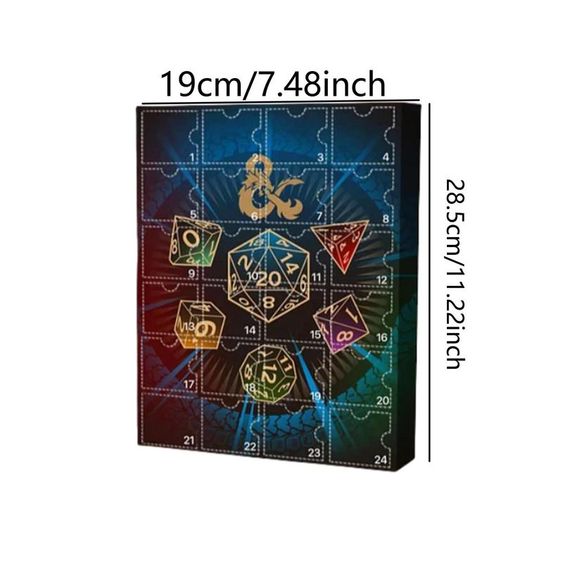 Dice Advent Calendar, 1 Box 24 Polyhedron Set for DND and RPG, Perfect Christmas Gift for Gamers, Party