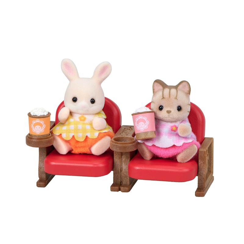 Calico Critters Baby Movie Theater Playset, Dollhouse Playset with 2 Figures and Accessories, Online Exclusive