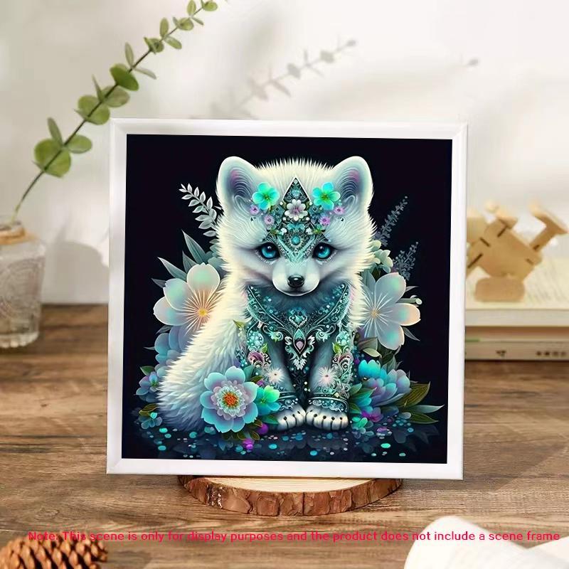 Cartoon Fox Pattern DIY Diamond Arts Colorful Painting Kit without Frame, DIY 5D Diamond Arts Colorful Painting Kit for Beginner, Wall Art Decor for Home