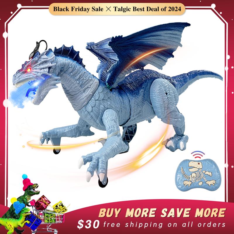 RC Toy Dinosaur, Ice Dragon, and Fire Dragon, featuring swift movement and mist breath. perfect holiday gift for kids