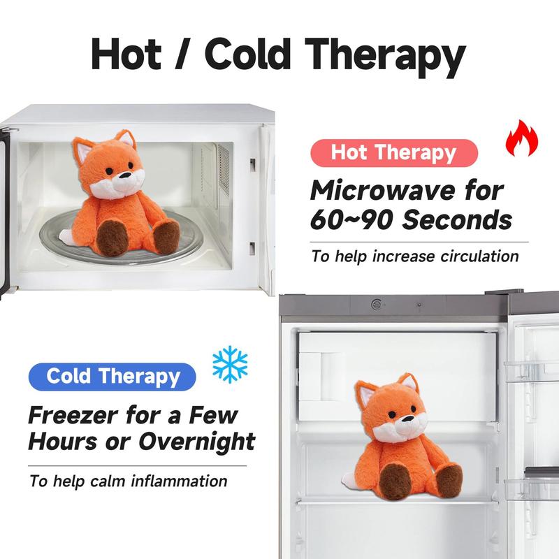 Microwave Heating Pad Animal, 1 Count Cute Fox Shaped Plush Toy, Warmable Heating Pad, Warm and Hot for Cramps, Back, and Neck