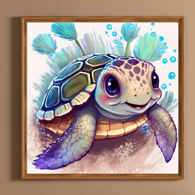 Cartoon Turtle Pattern DIY Diamond Art Painting Without Frame, DIY 5D Diamond Arts Painting Kit, Wall Art Decor For Home Living Room Bedroom