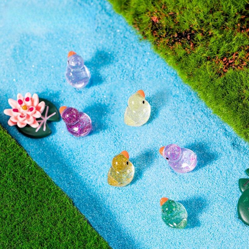 Random Color Cute Duck Design Resin Ornaments, Mini Simulation Cartoon 3D Glittering Ducks, DIY Handmade Jewelry Resin Accessories, Micro Landscape Ornaments For Vase Filling Fish Tank