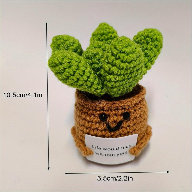 Mini Cartoon Positive Potato Doll Design Knitted Plant, Cute Cartoon Potato Crochet Doll, Creative Potted Plant for Photography Party