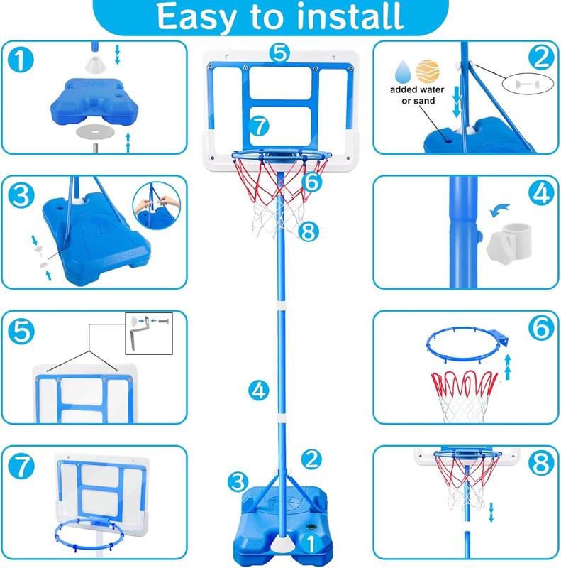 Kids Toy Gift for 3 4 5 6 7 8 Years Old, Kids Basketball Hoop Adjustable Height 3.5FT-6.2FT, Mini Basketball Hoop for Boys Girls, Basketball Goal Toys Outdoor Indoor Game Gifts(Blue)