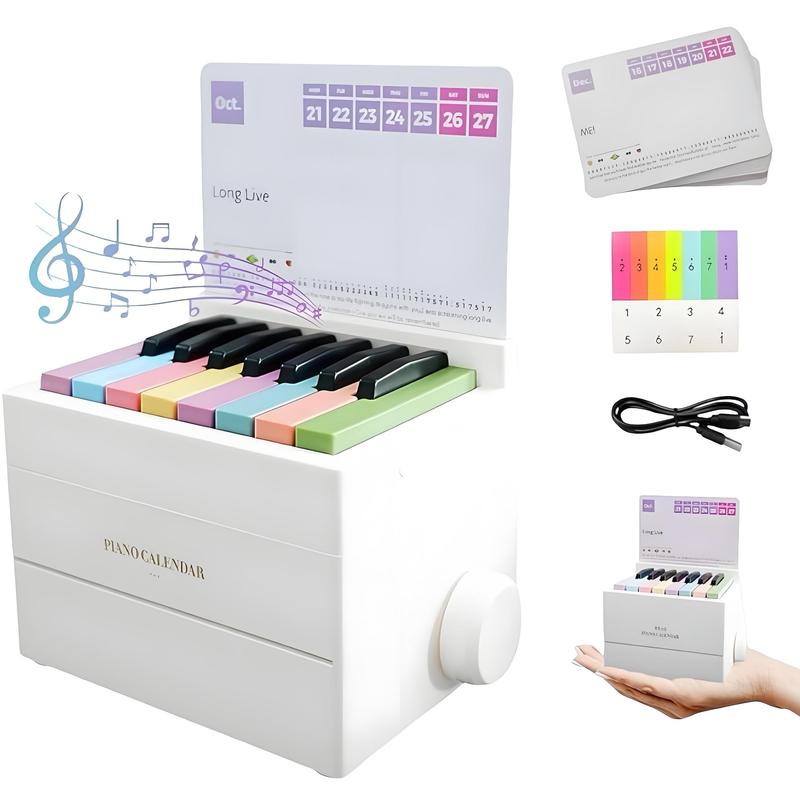 Playable Mini Piano Calendar, 1 Set Rechargeable 15 Key Piano Table Calendar with Simplified Sheet Music,creative Gift, Birthday Gifts for Women, Wedding Gift, Gifts for Women, Gifts for Girlfriend, Christmas, Christmas Gift