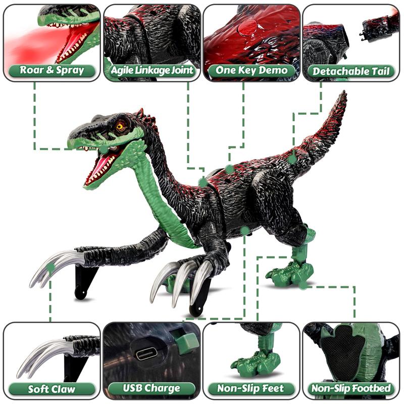 Remote Control Dinosaur Animal Toy,Spinosaurus and T-rex,swift movement & waterspray, gift for boys