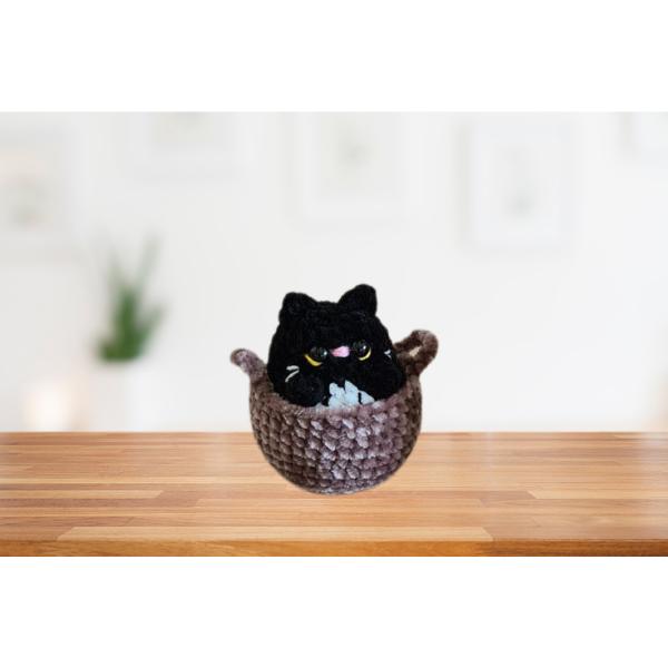 Cozy Cat Collection - Crochet Cat in Basket (Handmade goods will be made by hand so the production time will be a little longer)