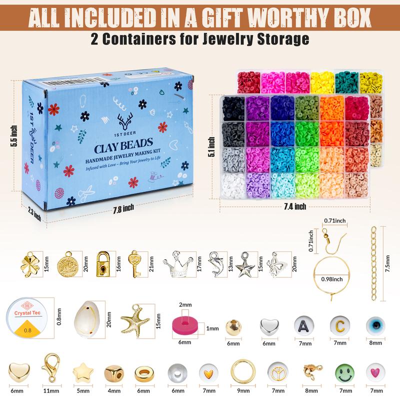 11,000 PCS Clay Beads Bracelet Making Kit with Charm Kits and Accessories