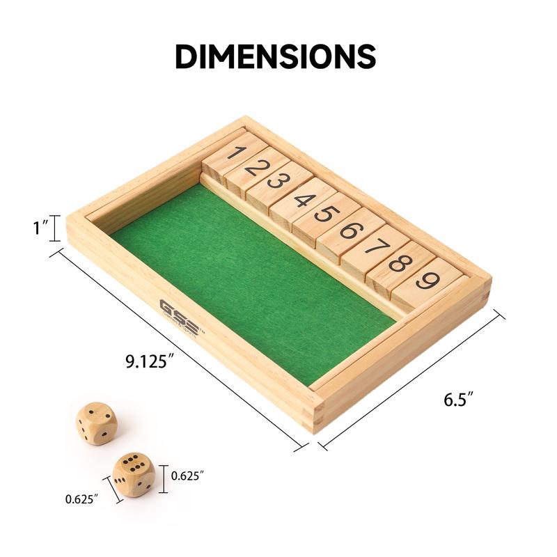 9 Numbers Shut The Box Board Game, Pub Board Dice Game