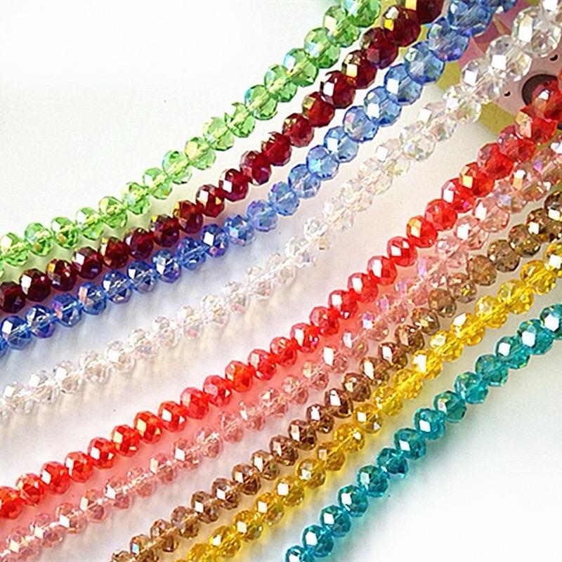 DIY 8mm Crystal Beads Glass Beads Faceted Teardrop Rondelle Beads Gemstone Loose Beads Bulk Crystal Beads for Jewelry Making DIY Crafts Necklace Bracelet Earring Kit(AB Color)