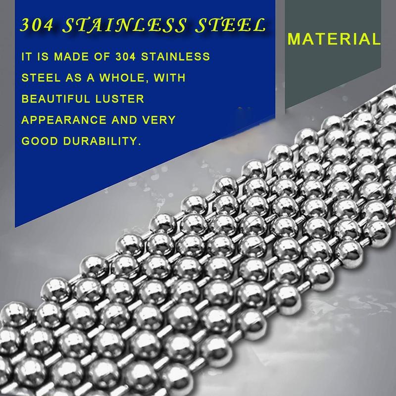 2.0mm Ball Bead Chain, Extra Long 110ft Stainless Steel Necklace Chains,Dog Tag Chain with 200 Connectors Clasps for Jewelry Chain DIY Craft Making,Men Military Keychain Jewelry Making Supplies