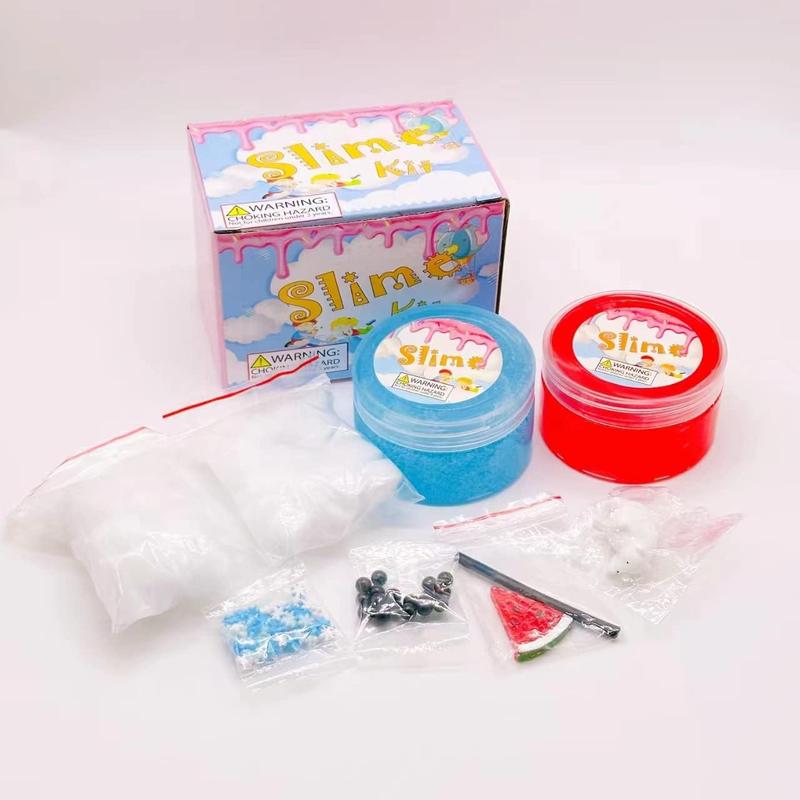 2 Pack Kit Jelly Cube Crunchy Slime Ocean Blue and Red Jelly Cube Slime.Snowflake Polar Bear, Watermelon for Gift Bags.Stress Relief Toys,Christmas Stocking fillers for Girls and Boys