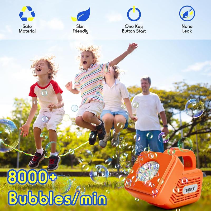 ren's Bubble Machine, Portable Automatic Bubble Machine, Durable 20000+ Bubble Machine, Suitable for Indoor and Outdoor, Suitable for Parties, Christmas, Orange