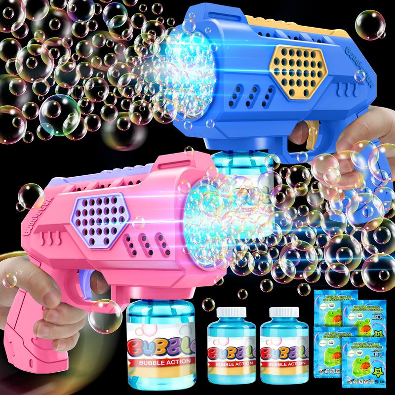 2024 Christmas Gifts Toys for Kids 2P Bubble Guns Backyard Outdoor Toys : 10 Holes Bubble Blaster with Rich Bubbles & LED Light