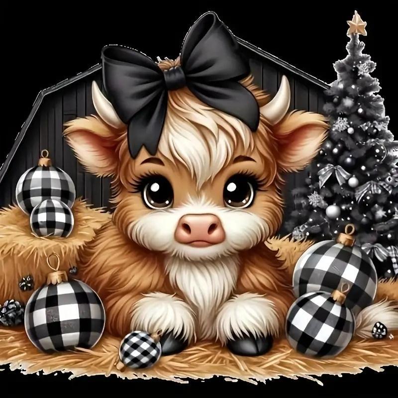 DIY Artificial Rhinestones Arts Painting Kit Without Frame, Color Cute Cow Pattern DIY Painting, Handmade Craft Wall Art Decoration