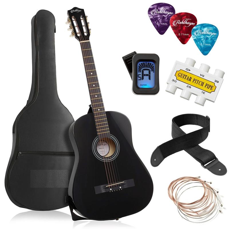 38-Inch Beginner Acoustic Guitar Starter Package, Brown, Bue, Black - YOUTH MUSIC