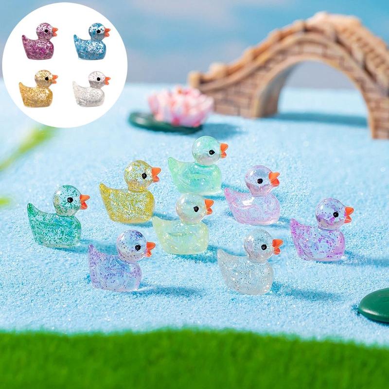 Random Color Cute Duck Design Resin Ornaments, Mini Simulation Cartoon 3D Glittering Ducks, DIY Handmade Jewelry Resin Accessories, Micro Landscape Ornaments For Vase Filling Fish Tank