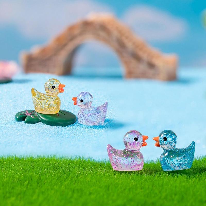 Random Color Cute Duck Design Resin Ornaments, Mini Simulation Cartoon 3D Glittering Ducks, DIY Handmade Jewelry Resin Accessories, Micro Landscape Ornaments For Vase Filling Fish Tank