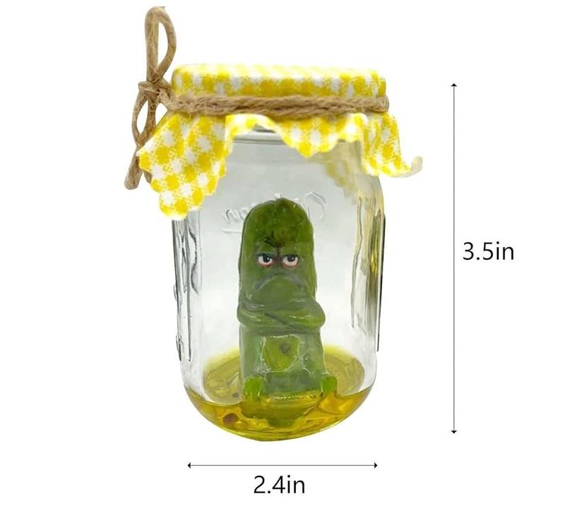 Grumpy Pickle in a Jar Sculpture DIY, Glass Screaming Pickle in a Bottle, Handmade Emotional Support Pickled Cucumber, Pickle in a Jar Decoration Gift for Pickle Lovers