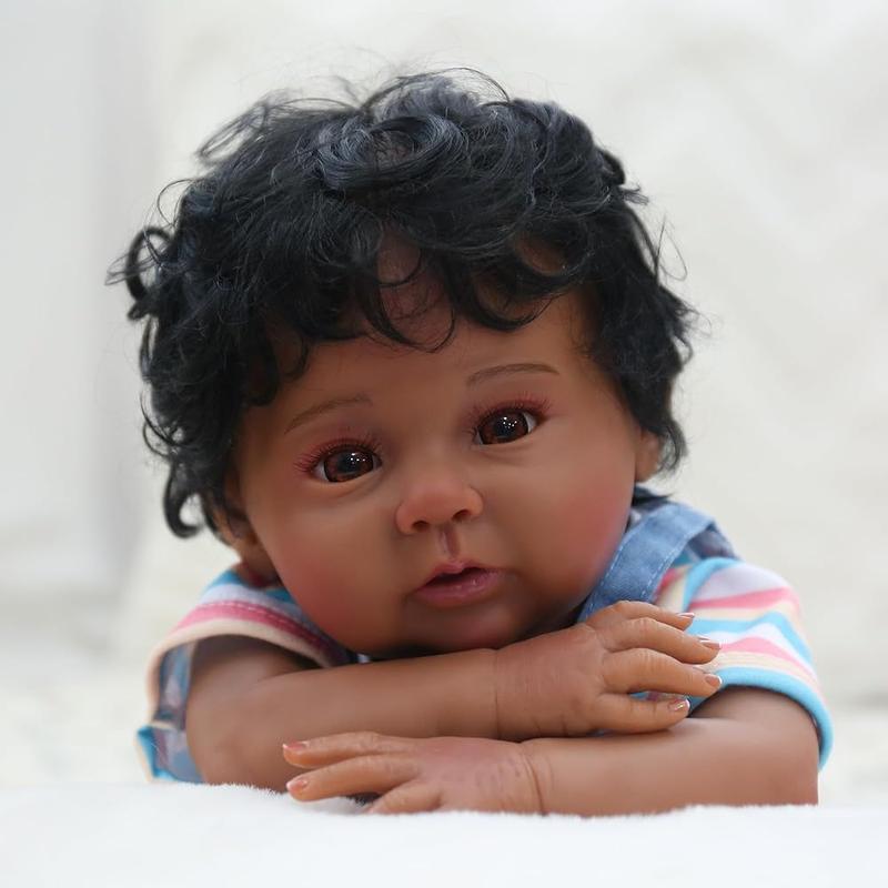 Wooroy Reborn Doll - Birthday Gift, Christmas Gift, Girl Gift, Brown Skin Baby Dolls, 18 inch, 20 Inch Baby dolls with African American Skin, Big Sister Gift, Brown Skin Baby Boy and Girl Dolls