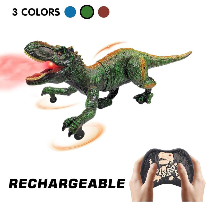 Remote Control Dinosaur Toys for Kids 3-5, 5-7, 8-12, 10-12, Electronic RC T Rex Dino Robot Toy for Boys, Top Christmas & Birthday Gifts for 6 7 8 9 10 11 & 12 Year Old Boys (Color: Green)