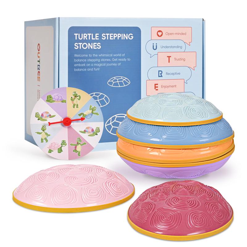 OUTREE Stepping Stones for 3+Years Old, 6 Pcs Balance Training and Sensory Coordination Turtle Stepping Stones for Obstacle Course，Non-Slip Bottom Balance Stones for Indoor or Outdoor Play